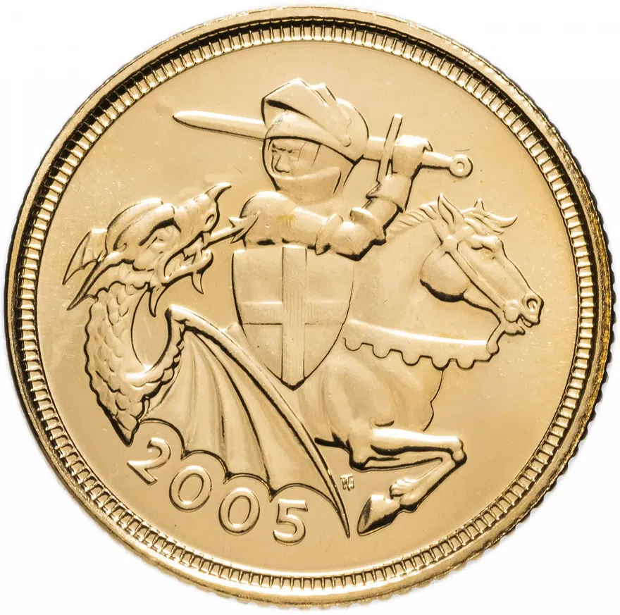 Великобритания 1/2 соверена (half sovereign) 2005, реверс