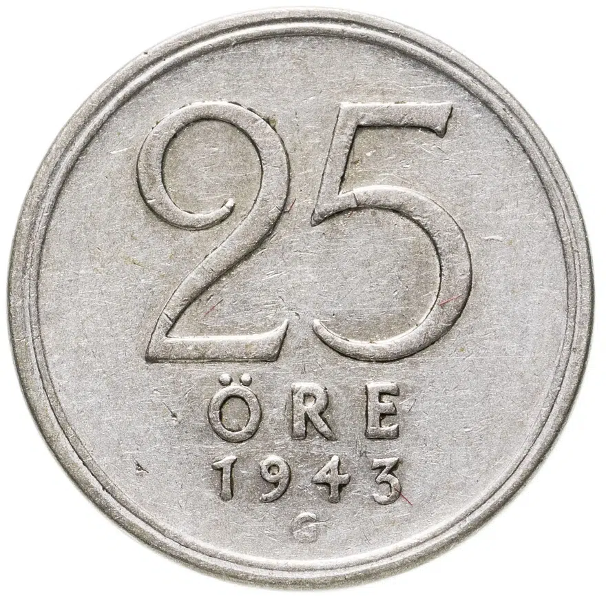 Швеция 25 эре (ore) 1943