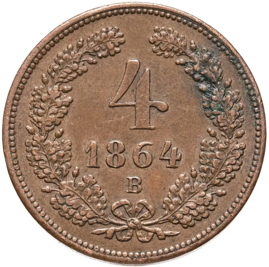 Австрия 4 крейцера (kreuzer) 1864, реверс