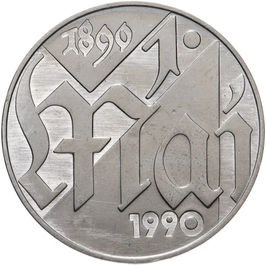 Германия (ГДР) 10 марок (mark) 1990 "100 лет Дню международной солидарности трудящихся", аверс