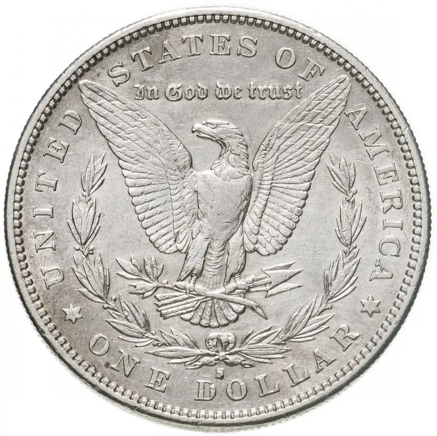 США 1 доллар (dollar) 1883 S Доллар Моргана знак монетного двора: "S" - Сан-Франциско, реверс