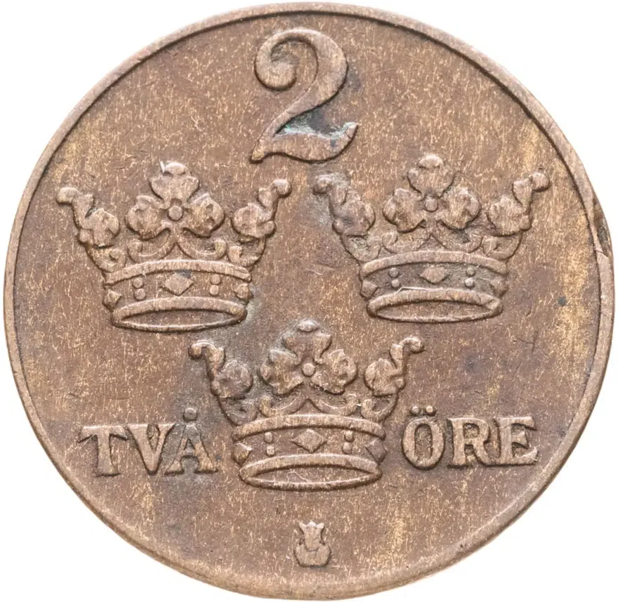 Швеция 2 эре (ore) 1939, аверс