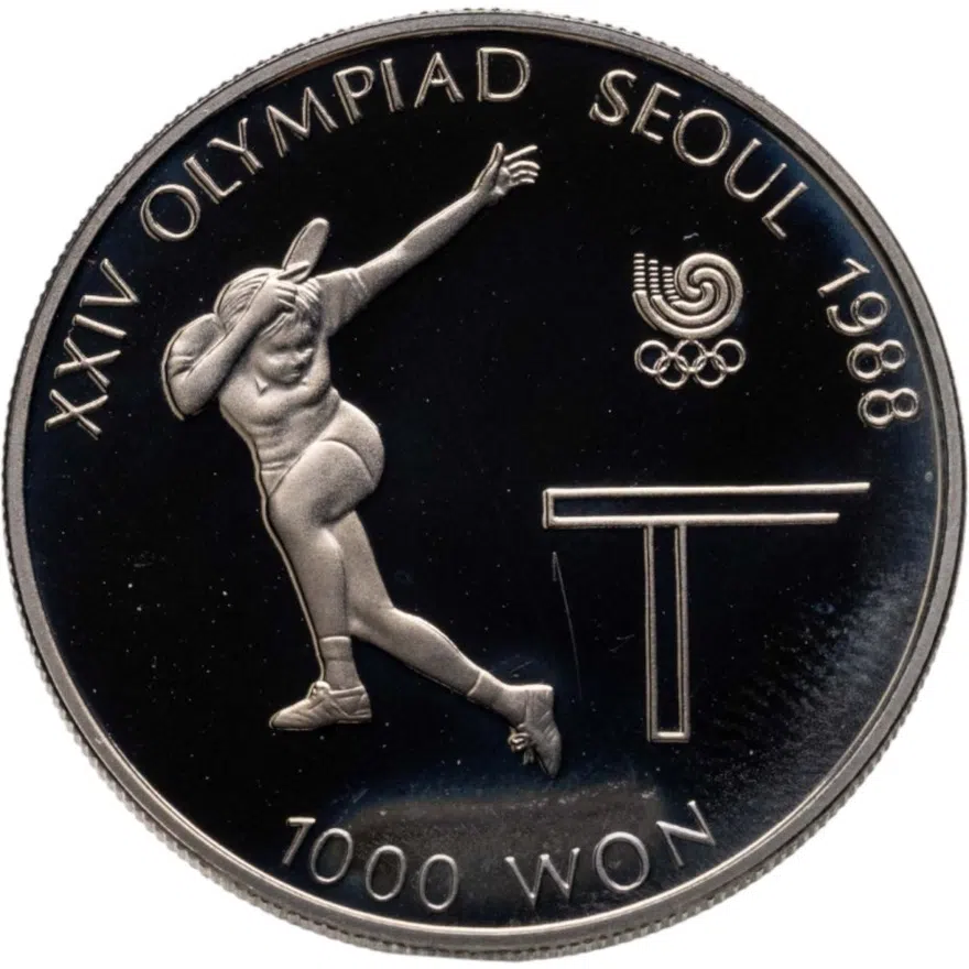 Южная Корея 1000 вон (won) 1988 XXIV летние Олимпийские Игры, Сеул 1988 - настольный теннис