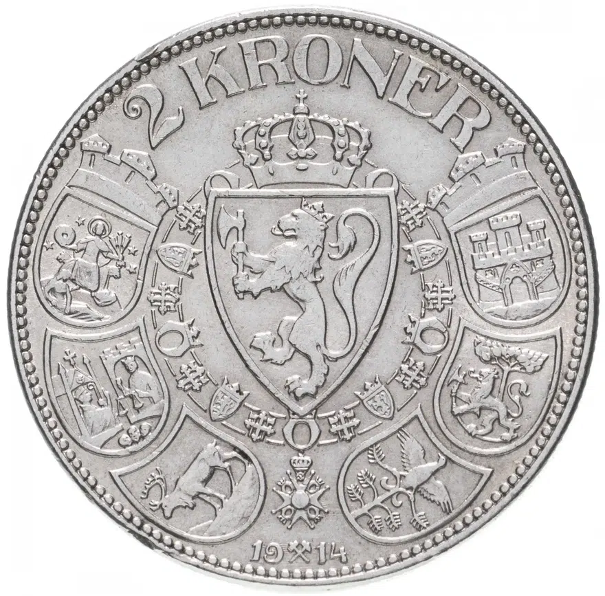 Норвегия 2 кроны (kroner) 1914, реверс
