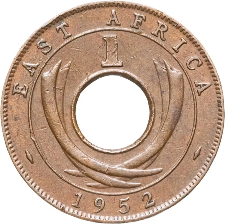 Британская Восточная Африка 1 цент (cent) 1952 KN  знак монетного двора: "KN" - Кингз Нортон Металл, Бирмингем