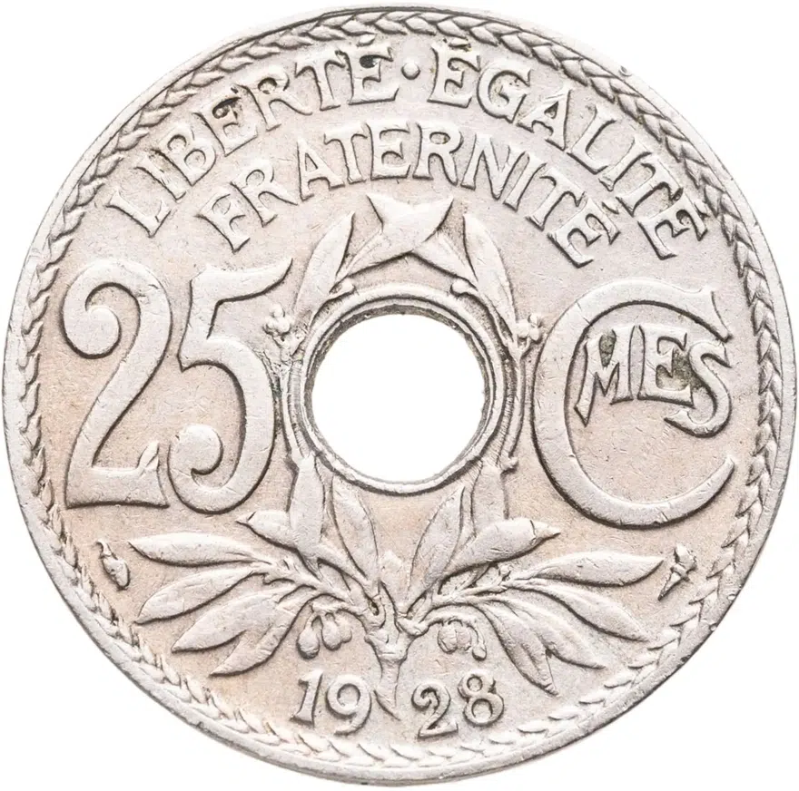 Франция 25 сантимов (centimes) 1928, реверс