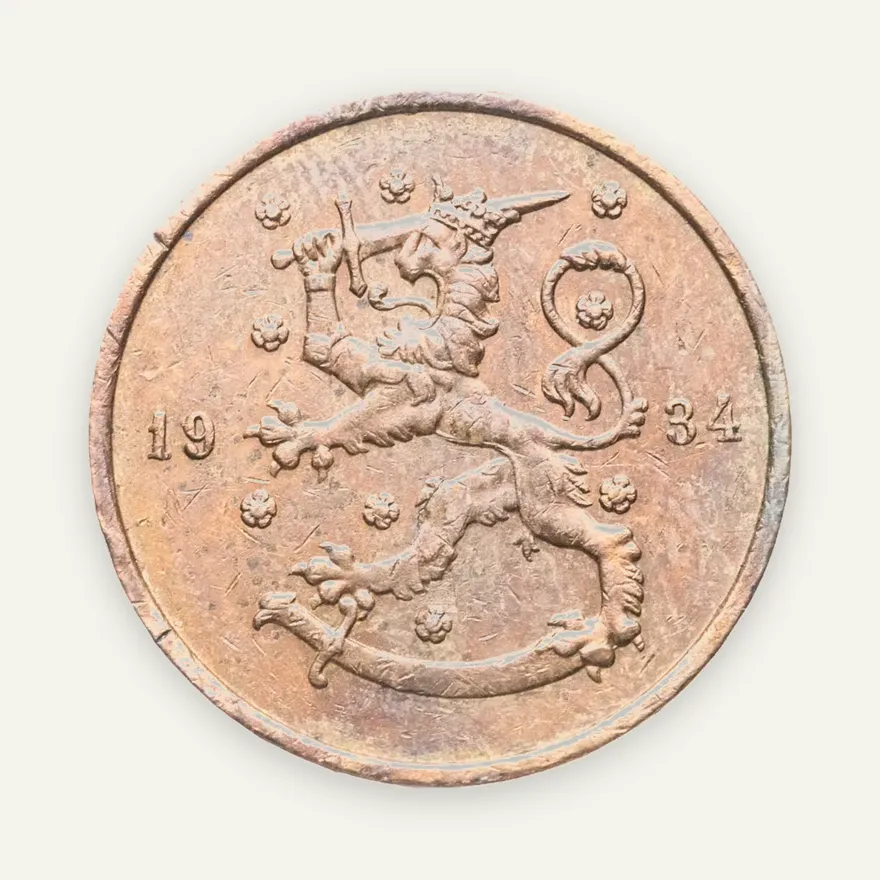 Финляндия 10 пенни (pennia) 1934, реверс