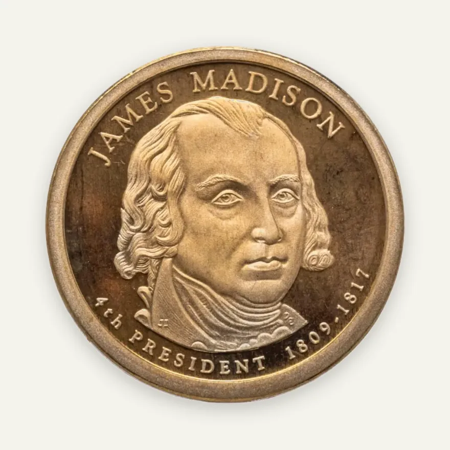 США 1 доллар (dollar) 2007 S Proof "Джеймс Мэдисон (4-й президент США)" знак монетного двора "S" - Сан-Франциско
