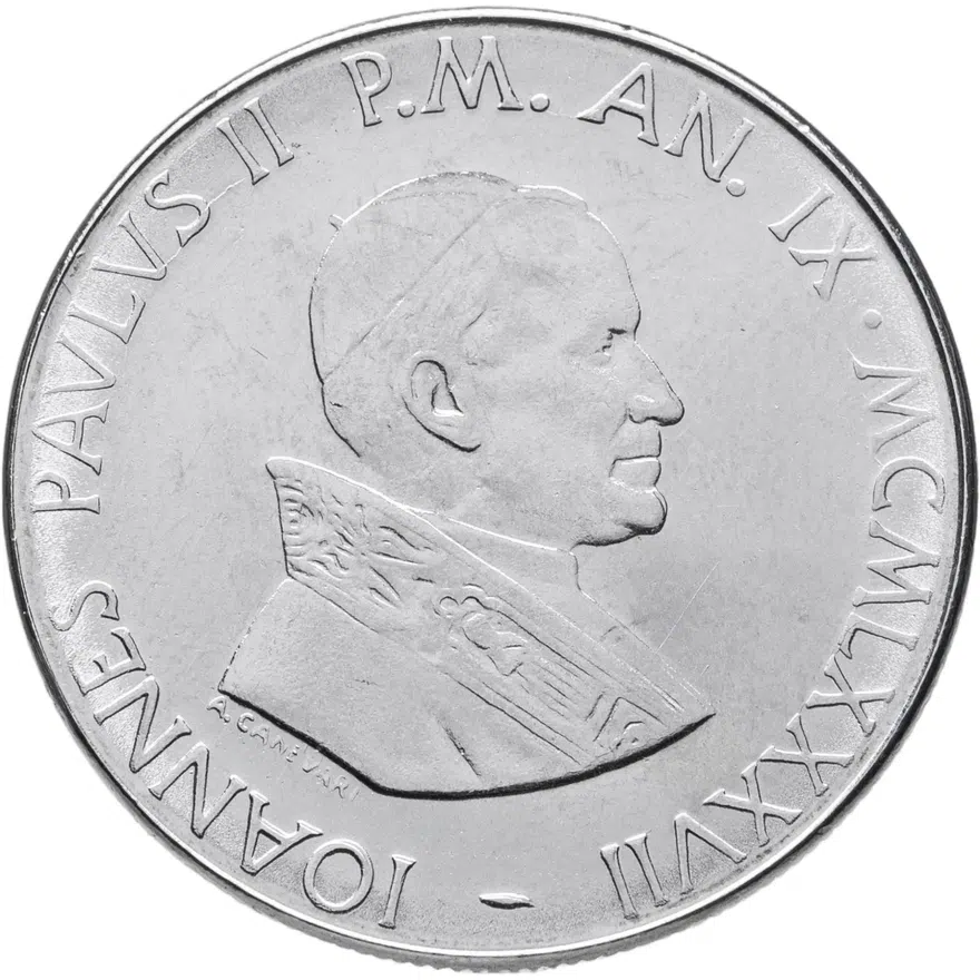 Ватикан 100 лир (lire) 1987, реверс