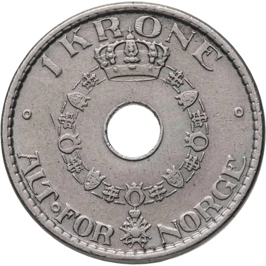 Норвегия 1 крона (crown) 1936, реверс