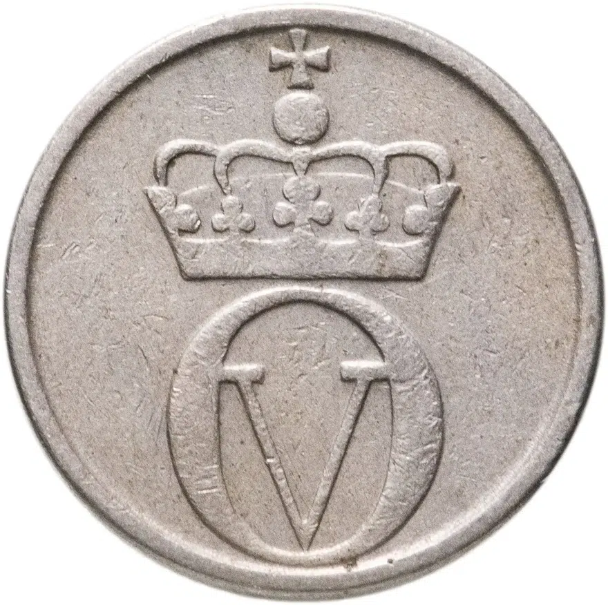 Норвегия 10 эре (ore) 1959-1973, реверс