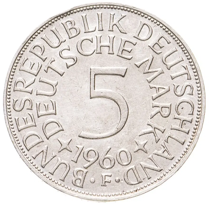 Германия 5 марок 1960 "F"