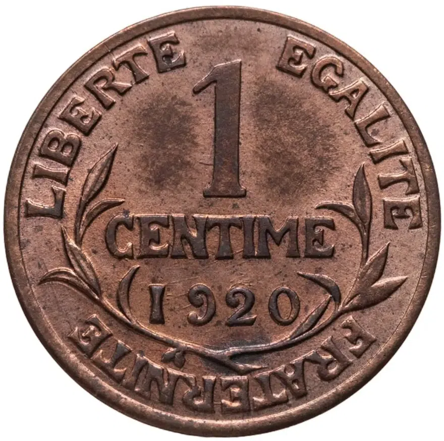 Франция 1 сантим (centime) 1920, реверс