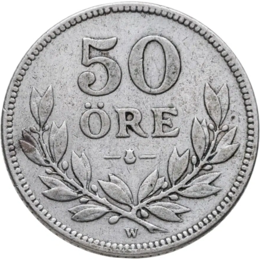 Швеция 50 эре (ore) 1916, реверс