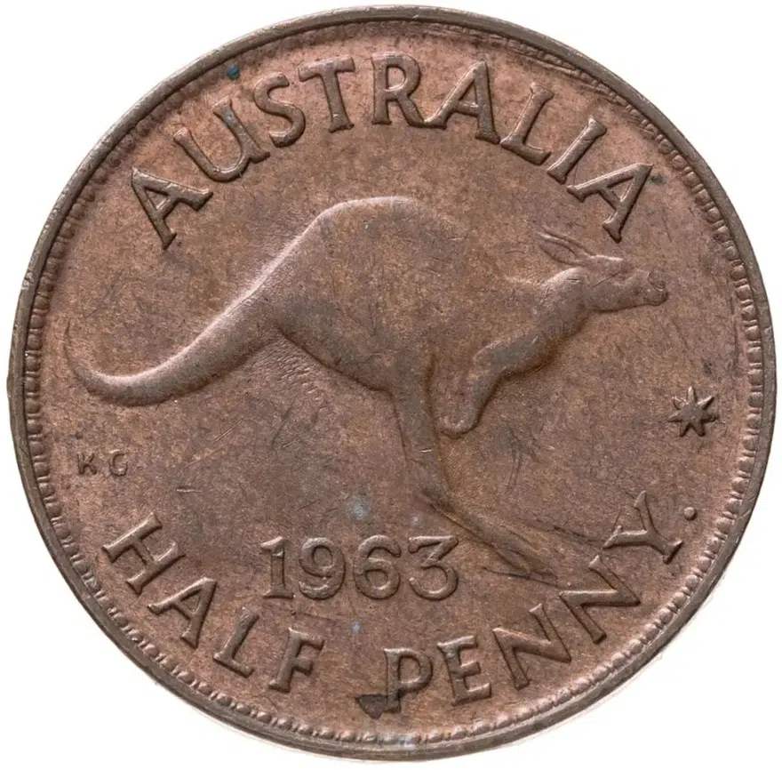 Австралия 1/2 пенни (penny) 1963, аверс