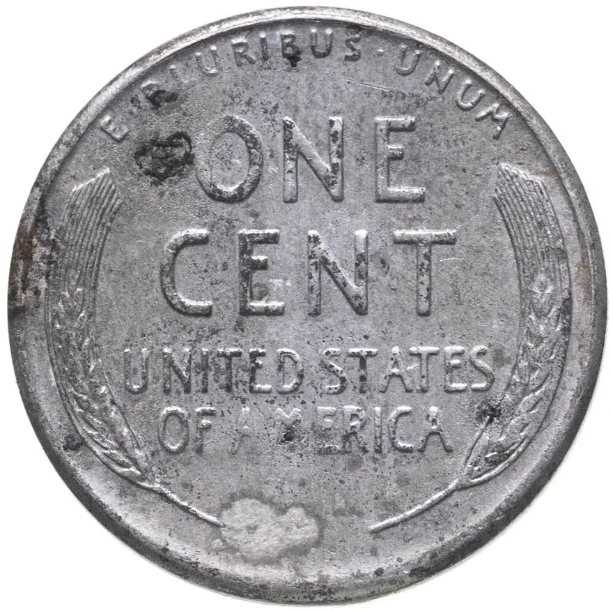 США 1 цент (cent) 1943 S Линкольн, пшеничный цент (Wheat Penny) стальной цент, знак монетного двора "S" - Сан-Франциско, реверс