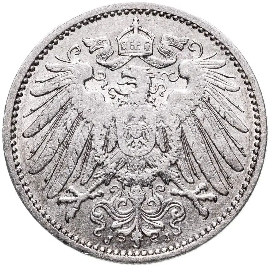 Германия 1 марка (mark) 1903 J знак монетного двора: "J" - Гамбург, реверс