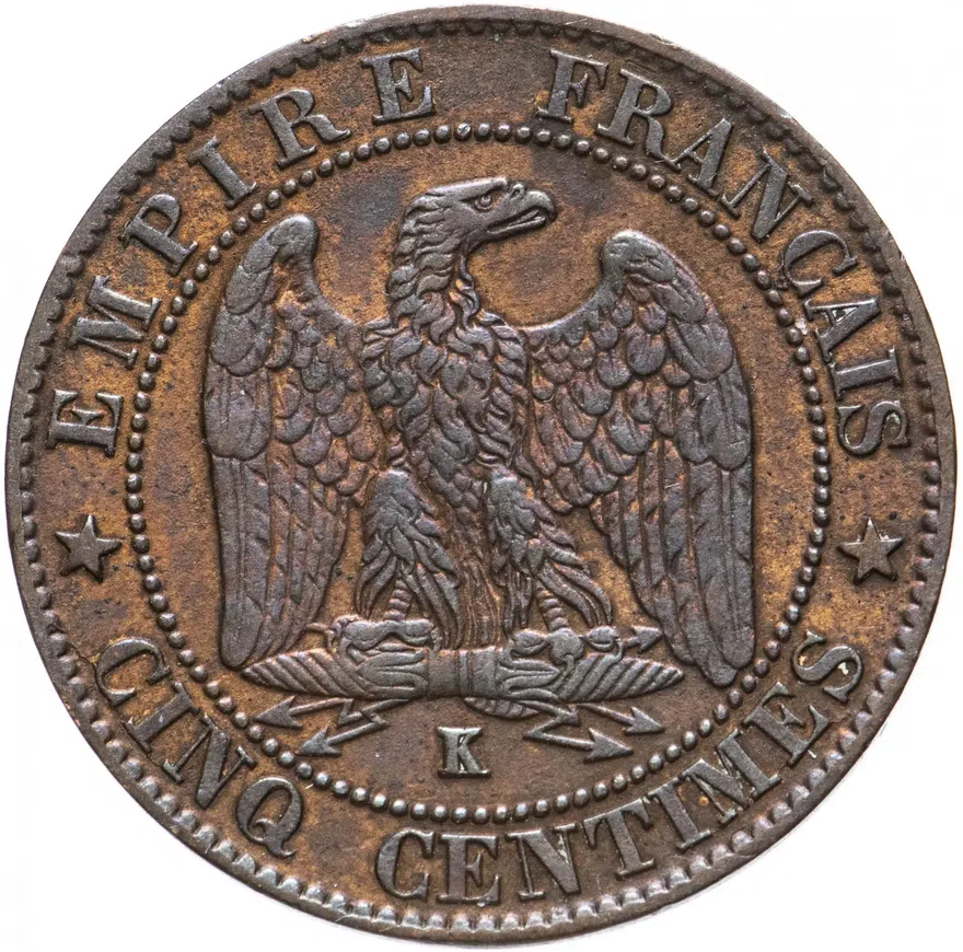 Франция 10 сантимов (centimes) 1862 K, аверс