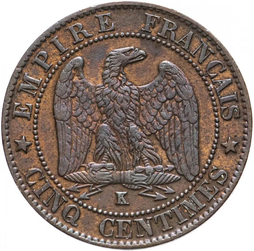 Франция 10 сантимов (centimes) 1862 K, реверс