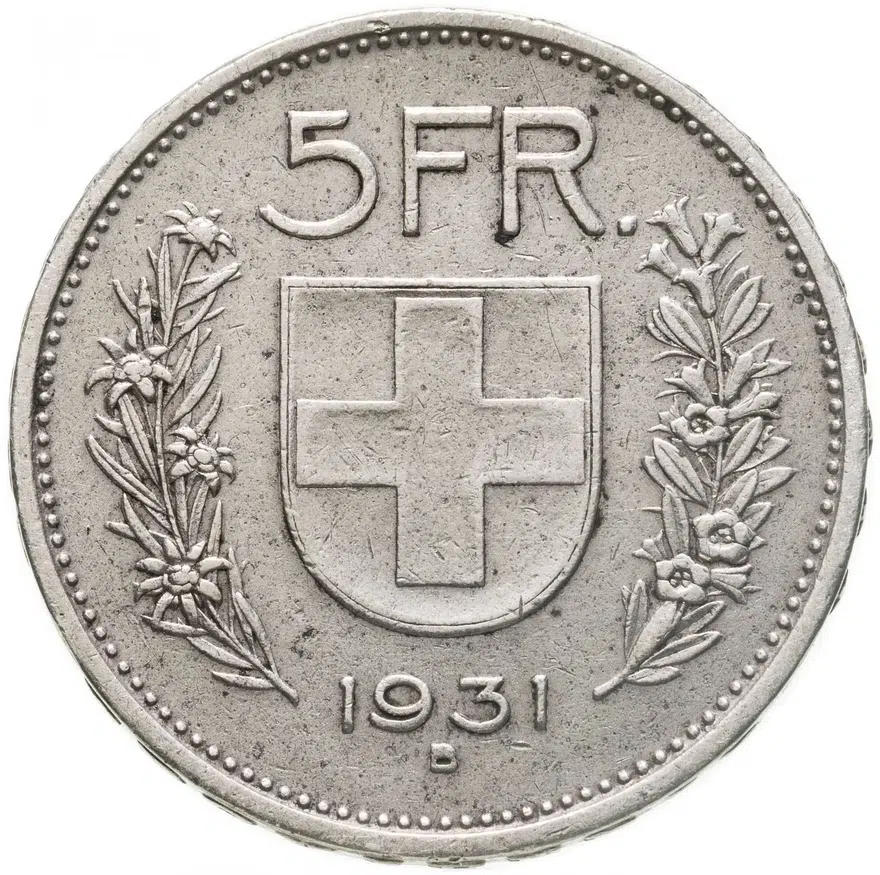 Швейцария 5 франков 1931, реверс