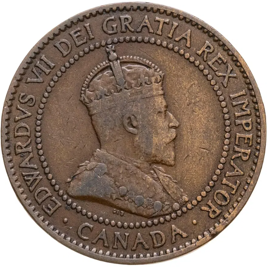 Канада 1 цент (cent) 1910, аверс