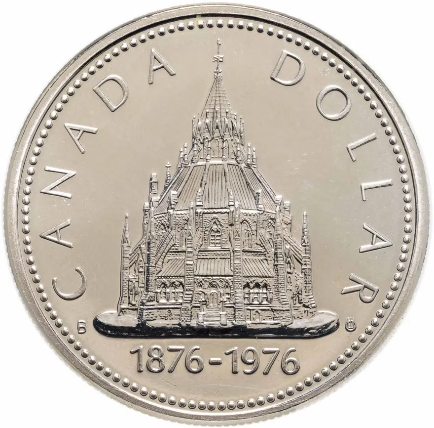 Канада 1 доллар (dollar) 1976  100 лет Оттавской парламентской библиотеке, аверс