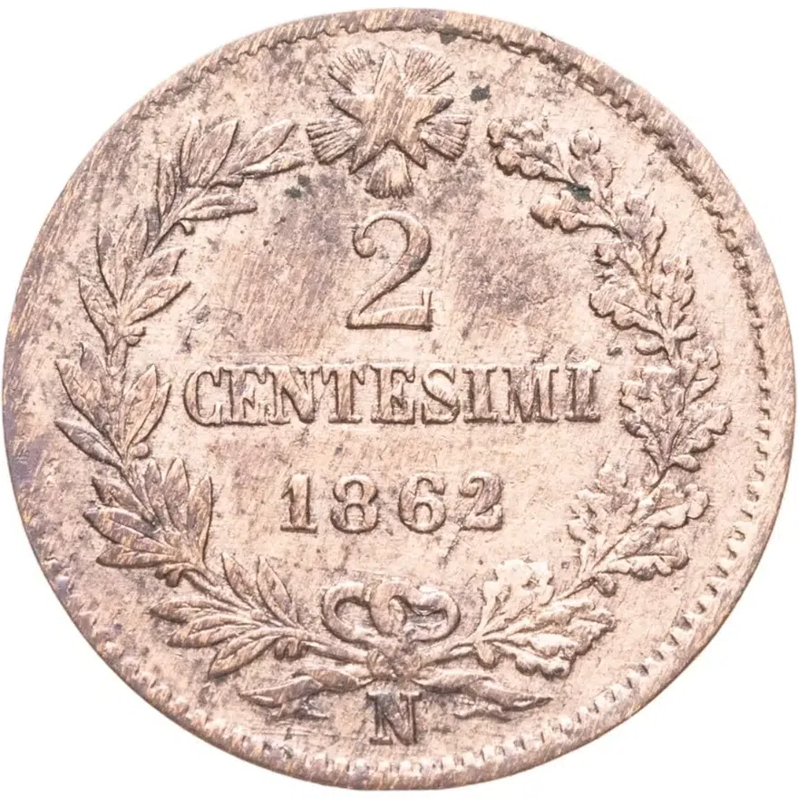 Италия 2 чентезимо (centesimi) 1862, реверс