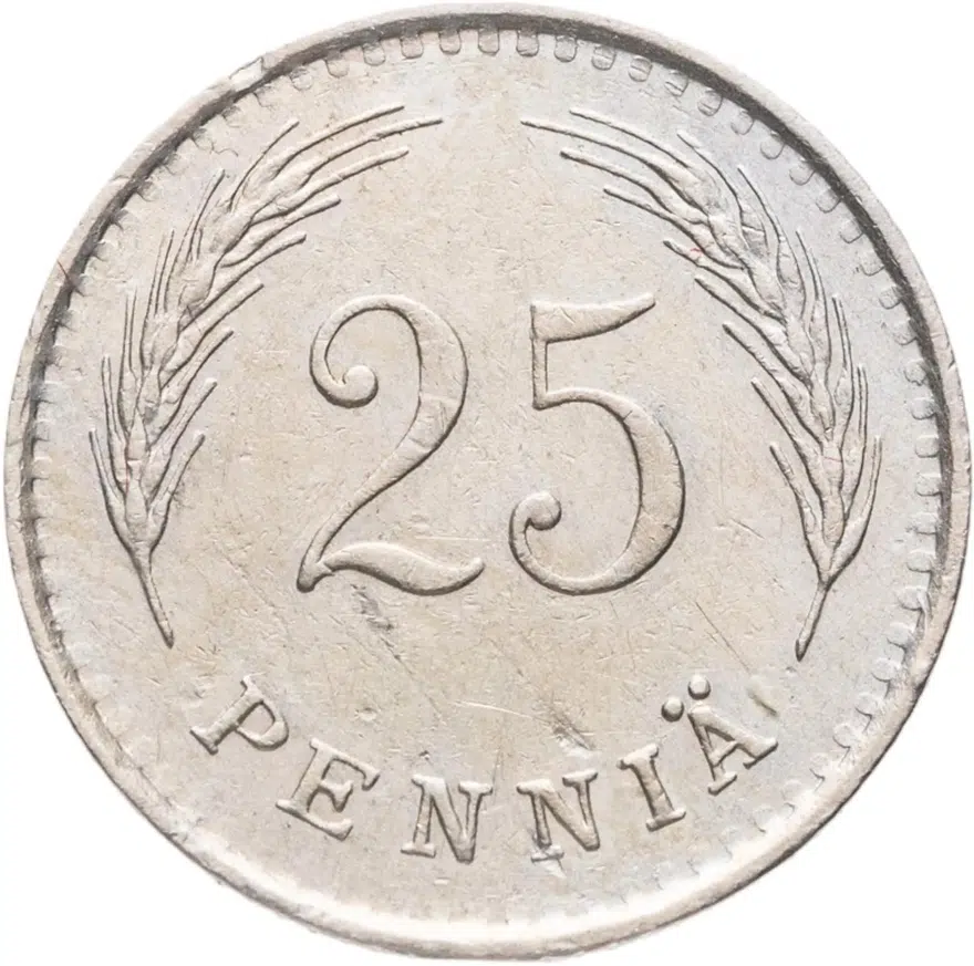 Финляндия 25 пенни (pennia) 1937, реверс