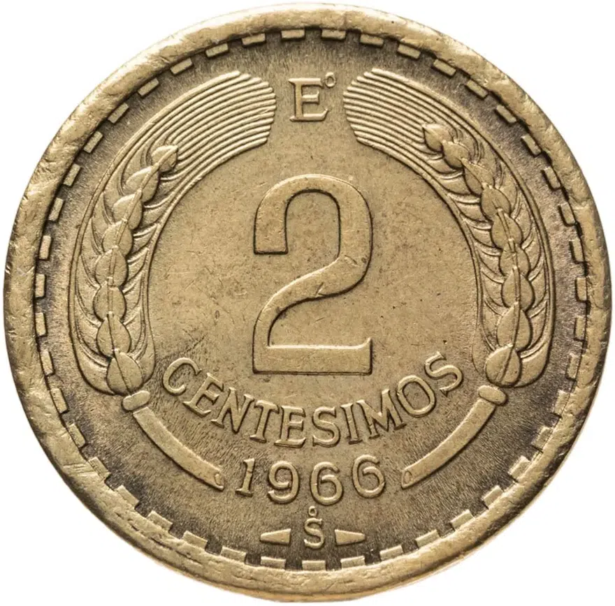 Чили 2 сентесимо (centesimos) 1966, аверс