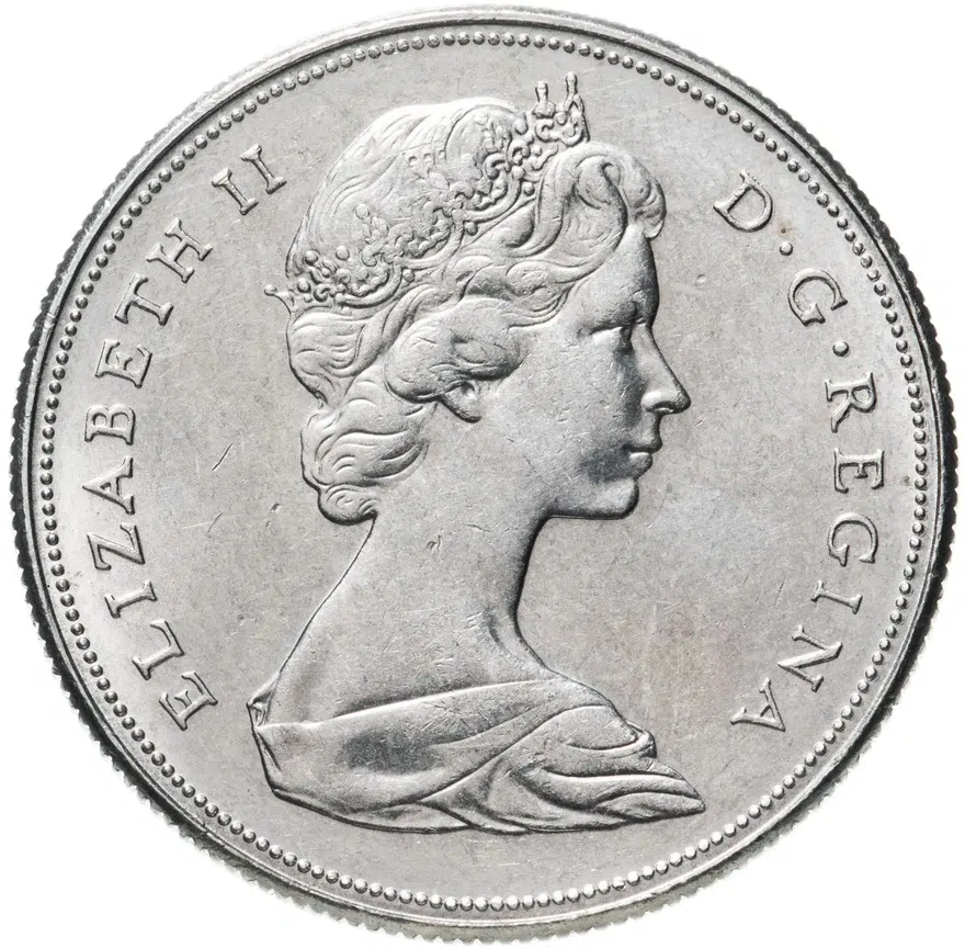 Канада 1 доллар (dollar) 1971  100 лет со дня присоединения Британской Колумбии, аверс