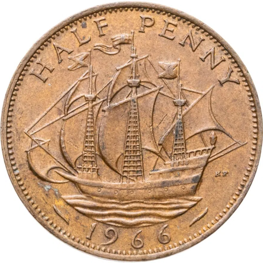 Великобритания 1/2 пенни (penny) 1966