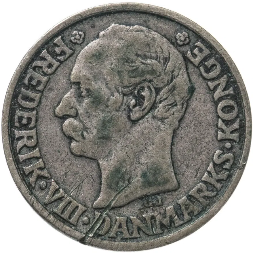 Дания 25 эре (ore) 1907, реверс