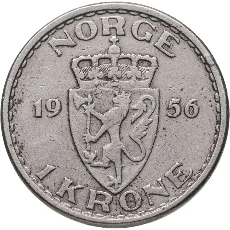 Норвегия 1 крона (crown) 1956, реверс