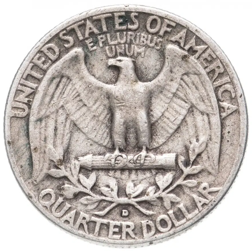 США 25 центов (квотер, 1/4 доллара, quarter dollar) 1953  "Washington Quarter" "D", реверс