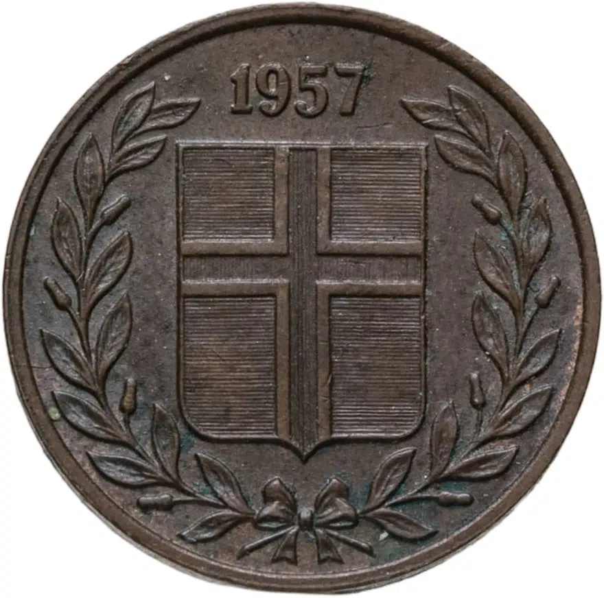 Исландия 1 эйре (eyrir) 1957, реверс