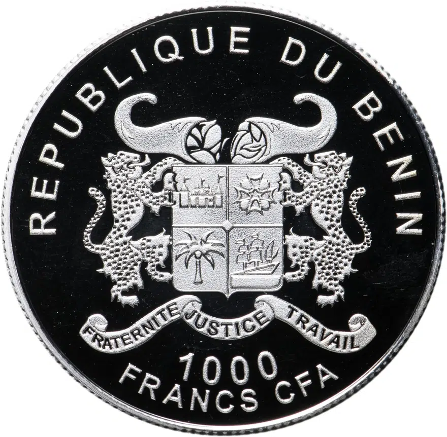 Бенин 1000 франков (francs) 2015  Владимир Высоцкий, в футляре, реверс