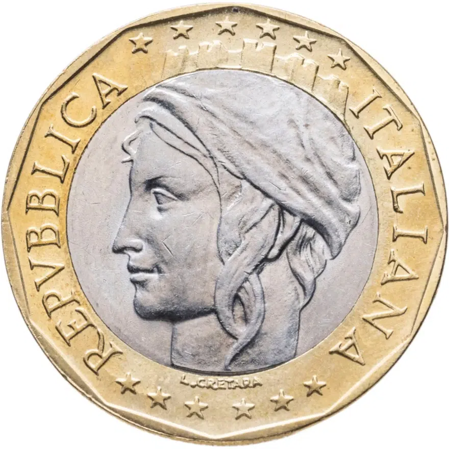 Италия 1000 лир (lire) 1998