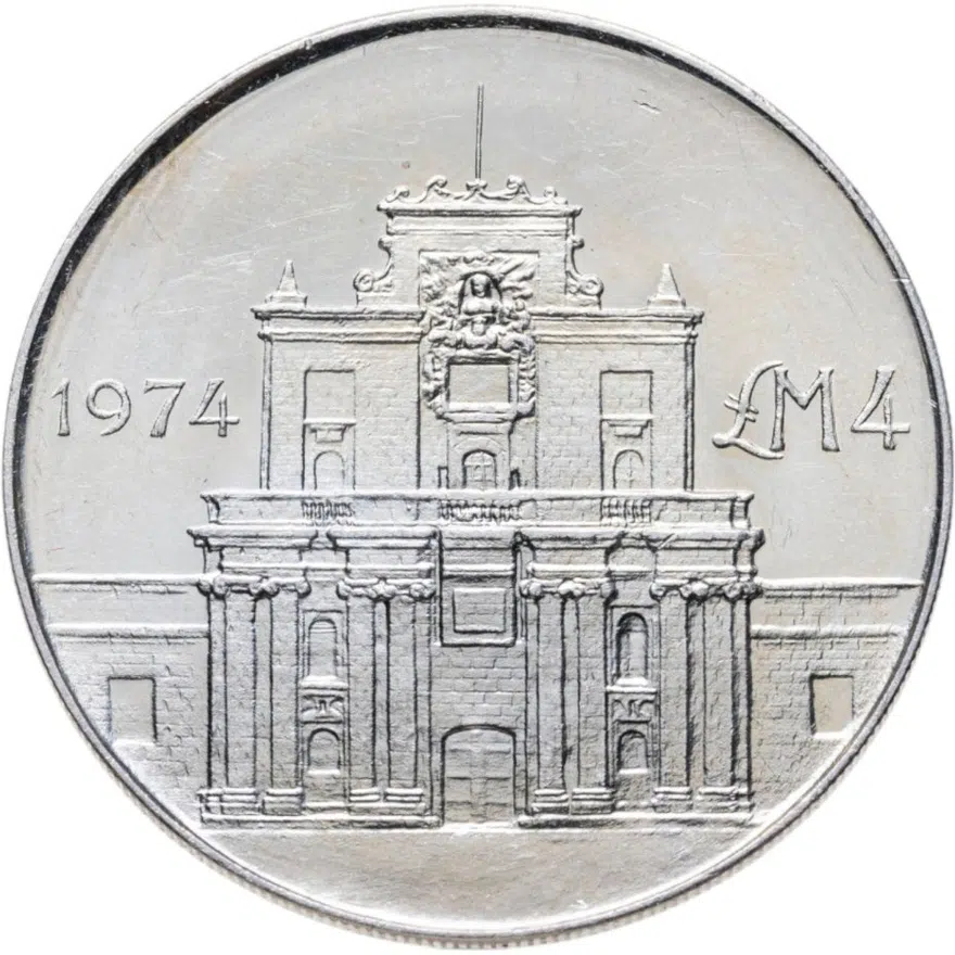 Мальта 4 лиры (liri) 1974 Ворота Коттонеры