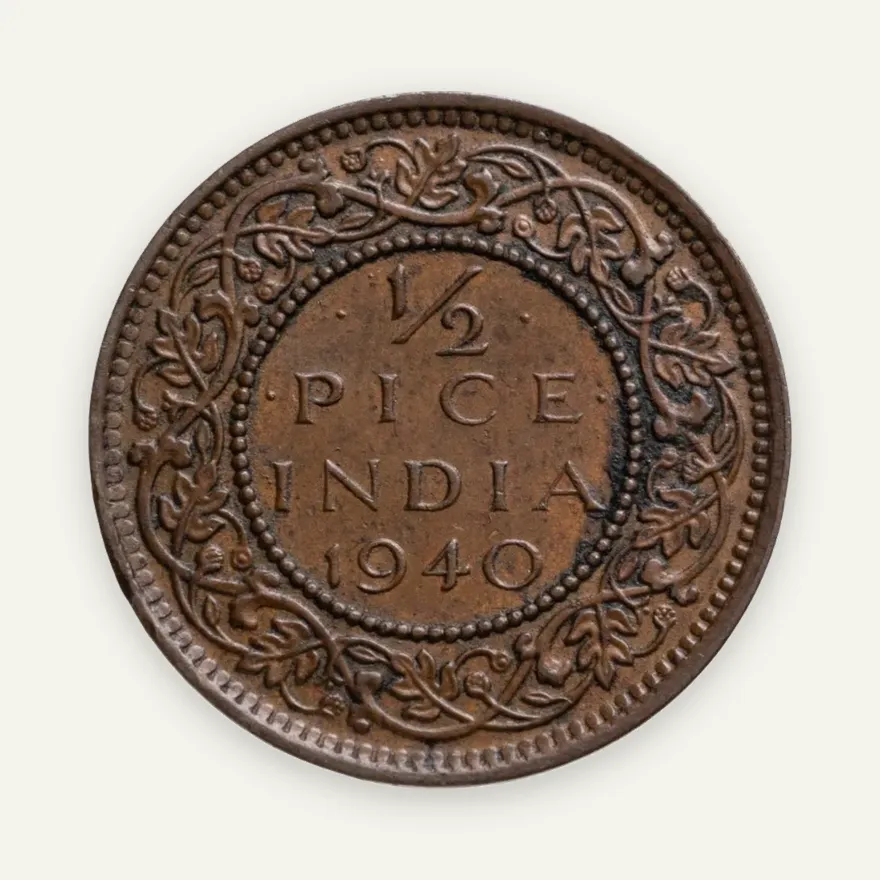Индия (Британская) 1/2 пайса (pise) 1940, реверс