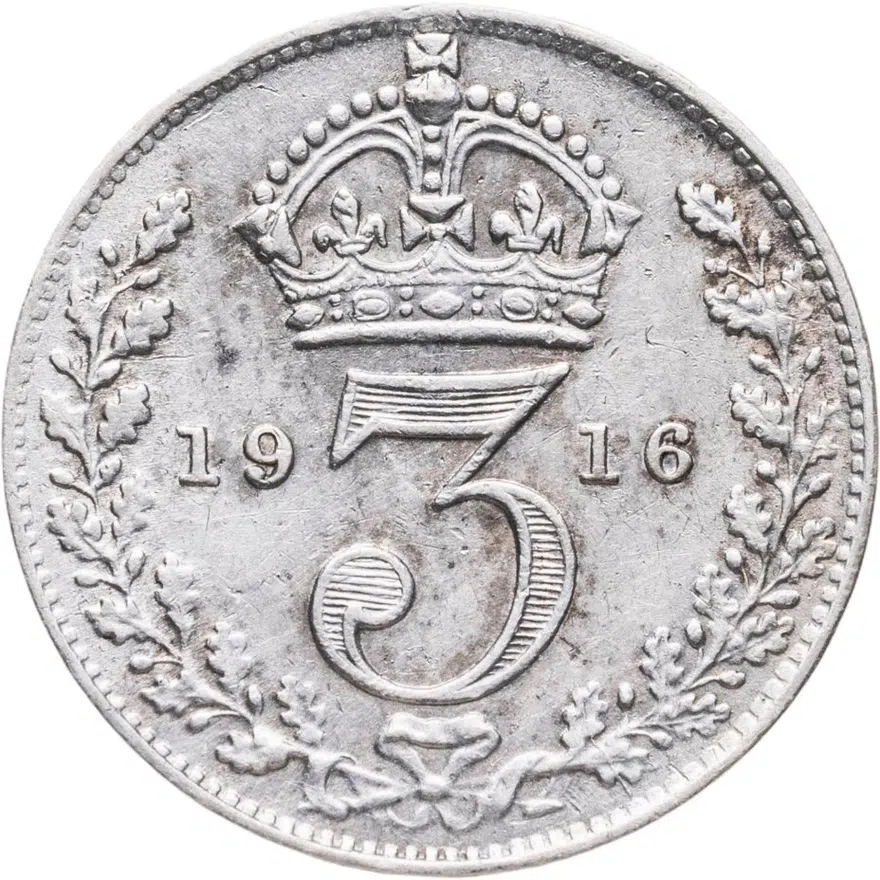 Великобритания 3 пенса (pence) 1916, аверс