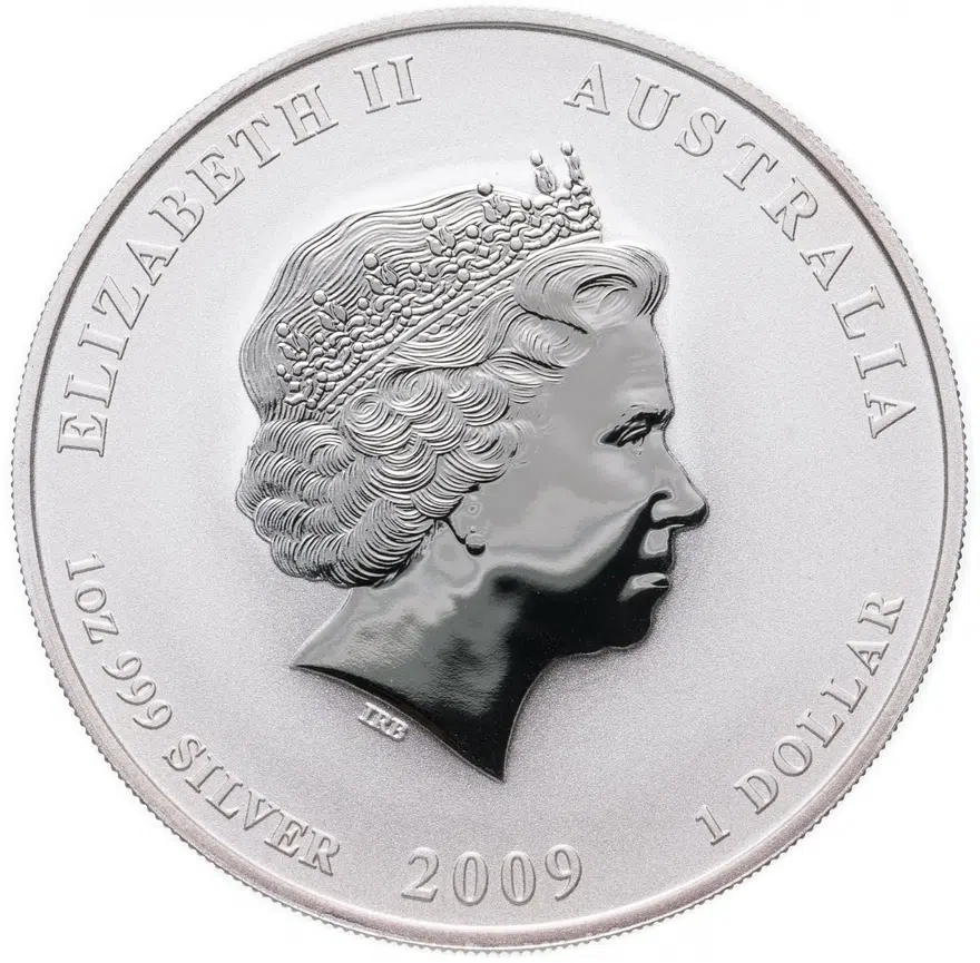 Австралия 1 доллар 2009 "Год быка" цветное покрытие, реверс