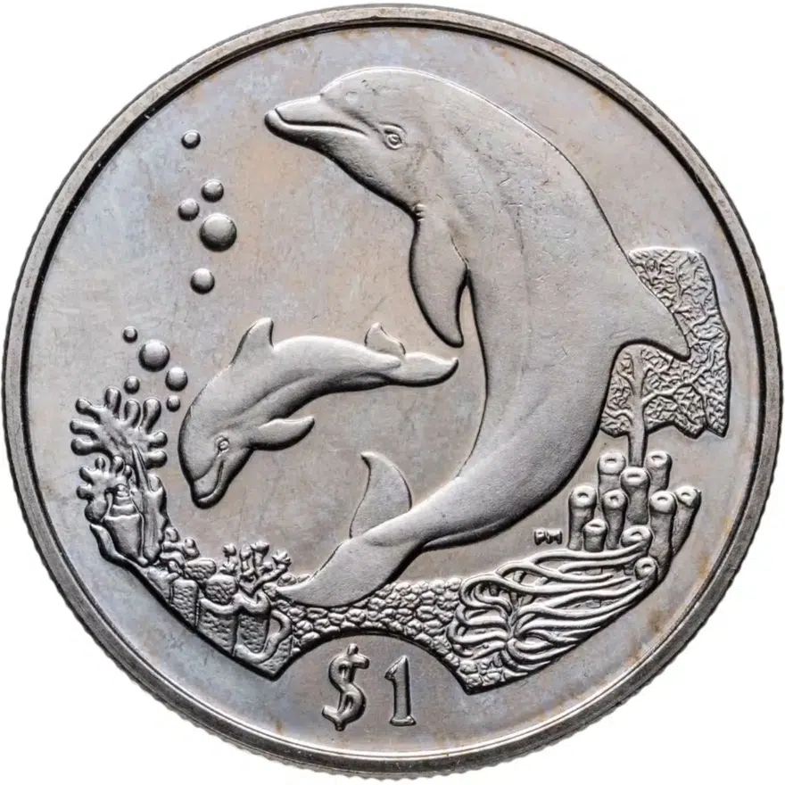 Британские Виргинские острова 1 доллар (dollar) 2005 Дельфины