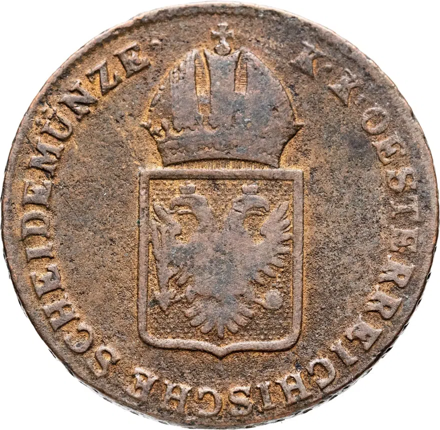 Австрия 1 крейцер (kreuzer) 1816 B  знак монетного двора "B" - Кремница, реверс