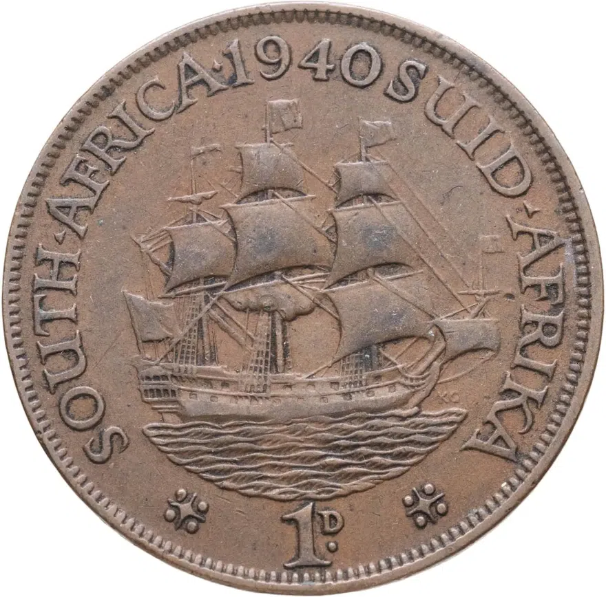 ЮАР 1 пенни (penny) 1940   Без точки после даты, реверс