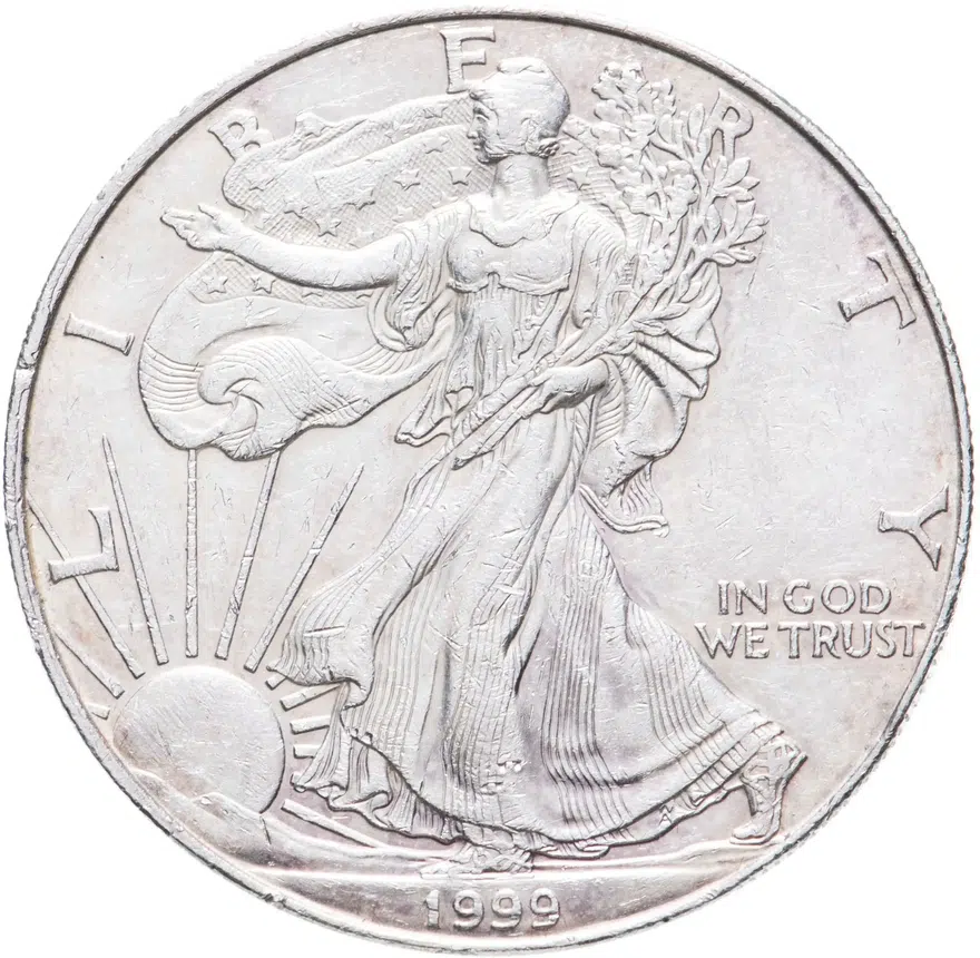 США 1 доллар (dollar) 1999  Американский серебряный орёл Без отметки монетного двора, аверс