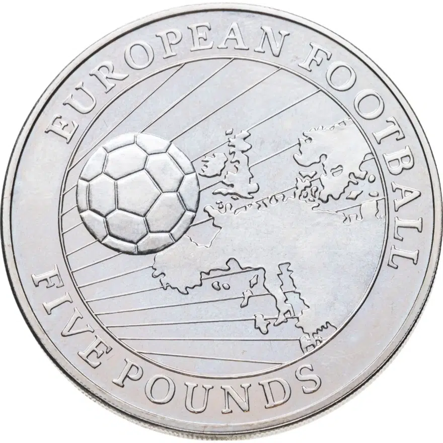 Остров Гернси 5 фунтов (pounds) 1996 Чемпионат Европы по футболу 1996, реверс