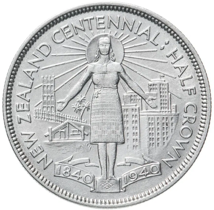 Новая Зеландия 1/2 кроны (crown) 1940  100 лет Новой Зеландии