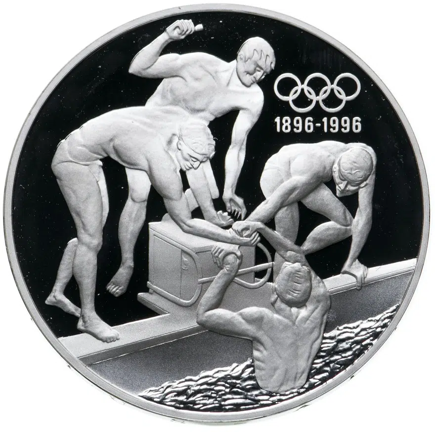 Австралия 20 долларов (dollars) 1993  "100 лет Олимпийским играм - пловцы", аверс