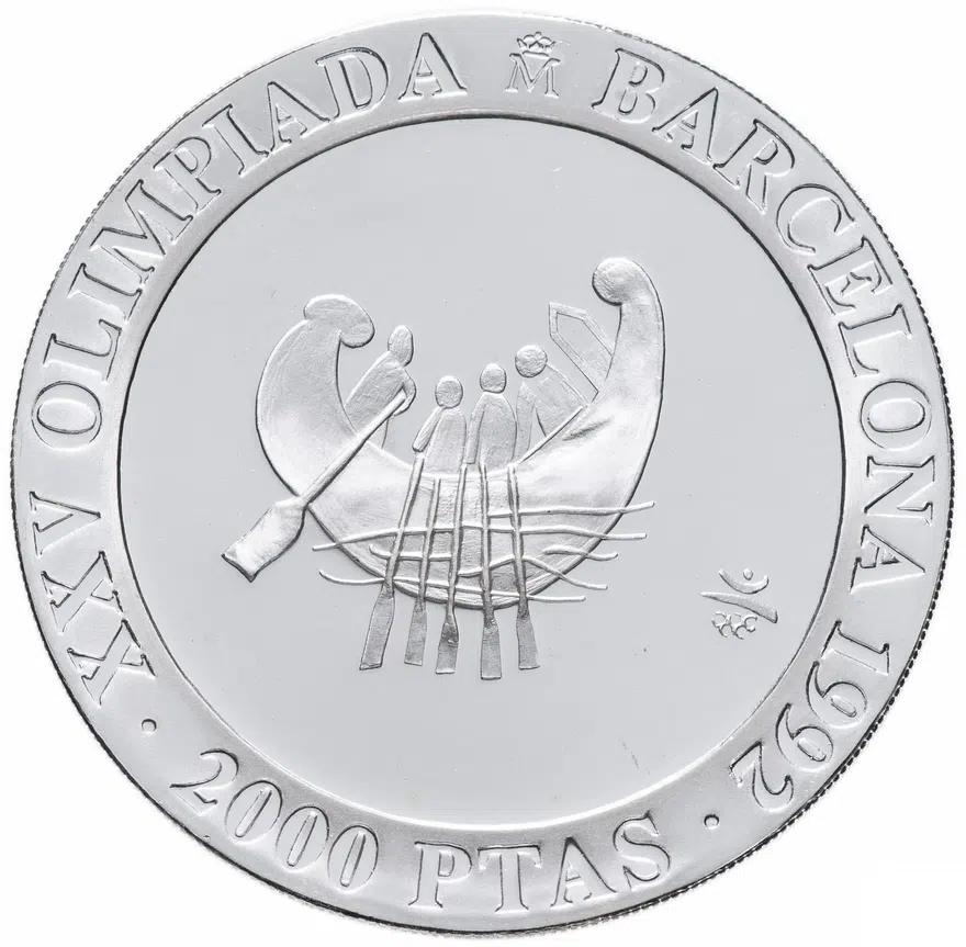 Испания 2000 песет (pesetas) 1990 "XXV Летние Олимпийские игры, Барселона 1992 - древняя лодка", аверс