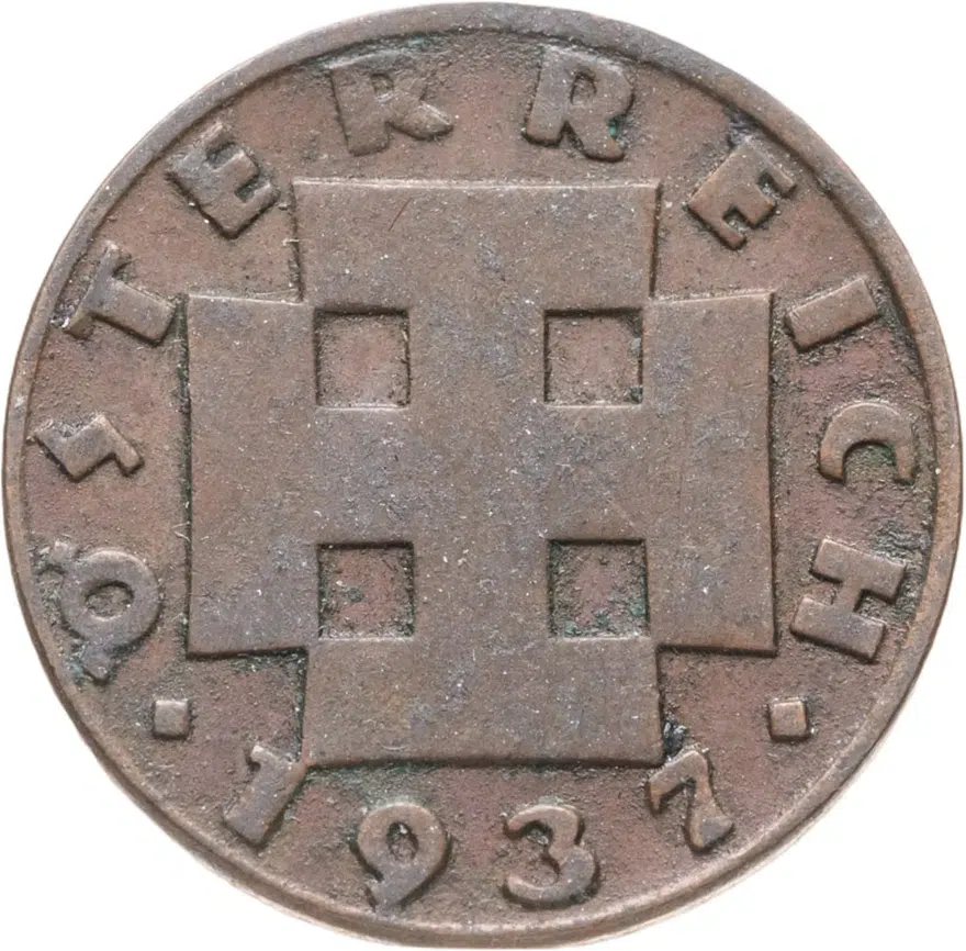 Австрия 2 гроша (groschen) 1937, реверс